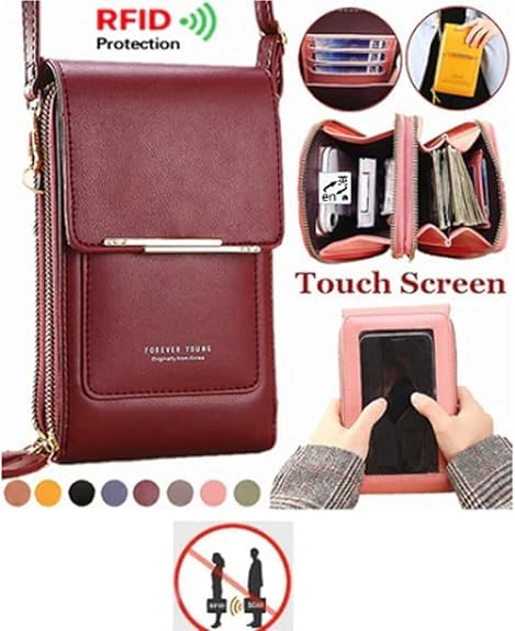 🔥Upgraded Version Anti-Theft Double Layer Leather Bag,🔒 FID Blocking Mini PU Leather Crossbody Bags
