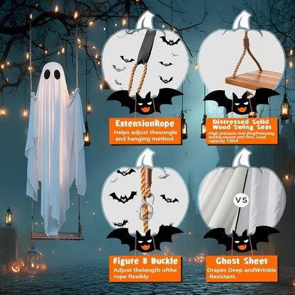 5FT Light-Up Hanging Ghost Halloween Decoration