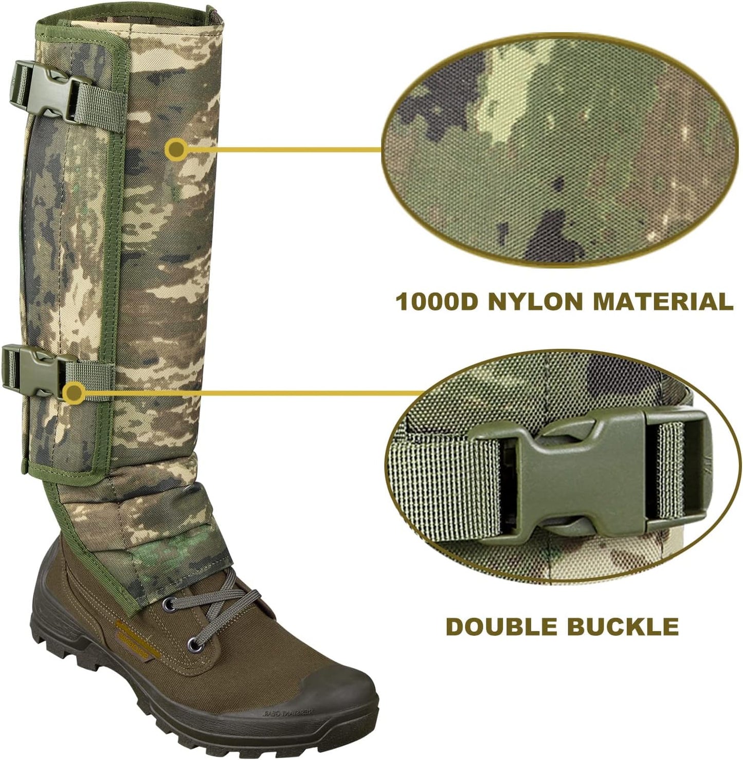 Snake Guard Gaiters - Waterproof Chaps for Lower Legs, Bite Proof Guardz, Adjustable Size