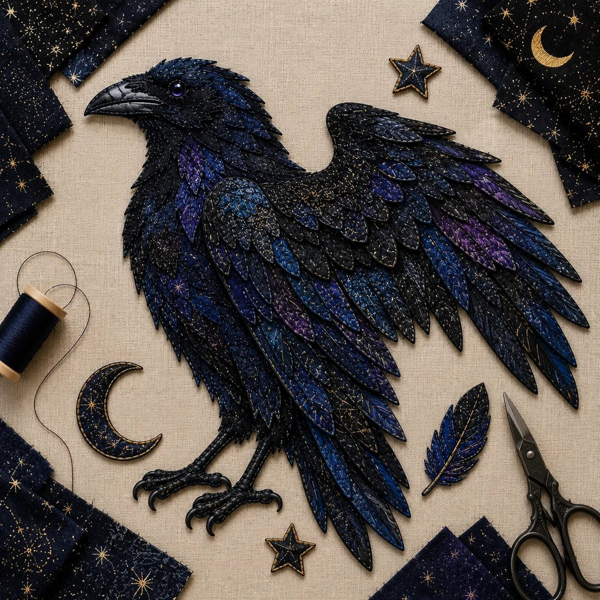 🌙 Mythic Wilds DIY Layered Patchwork Art Kit