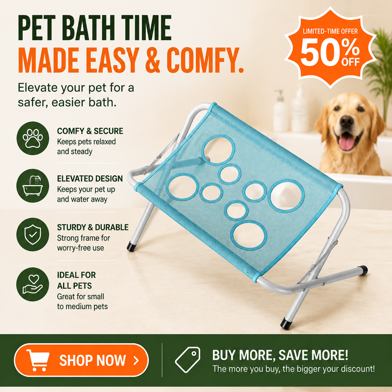 Quick-Dry Foldable Pet Bath Rack