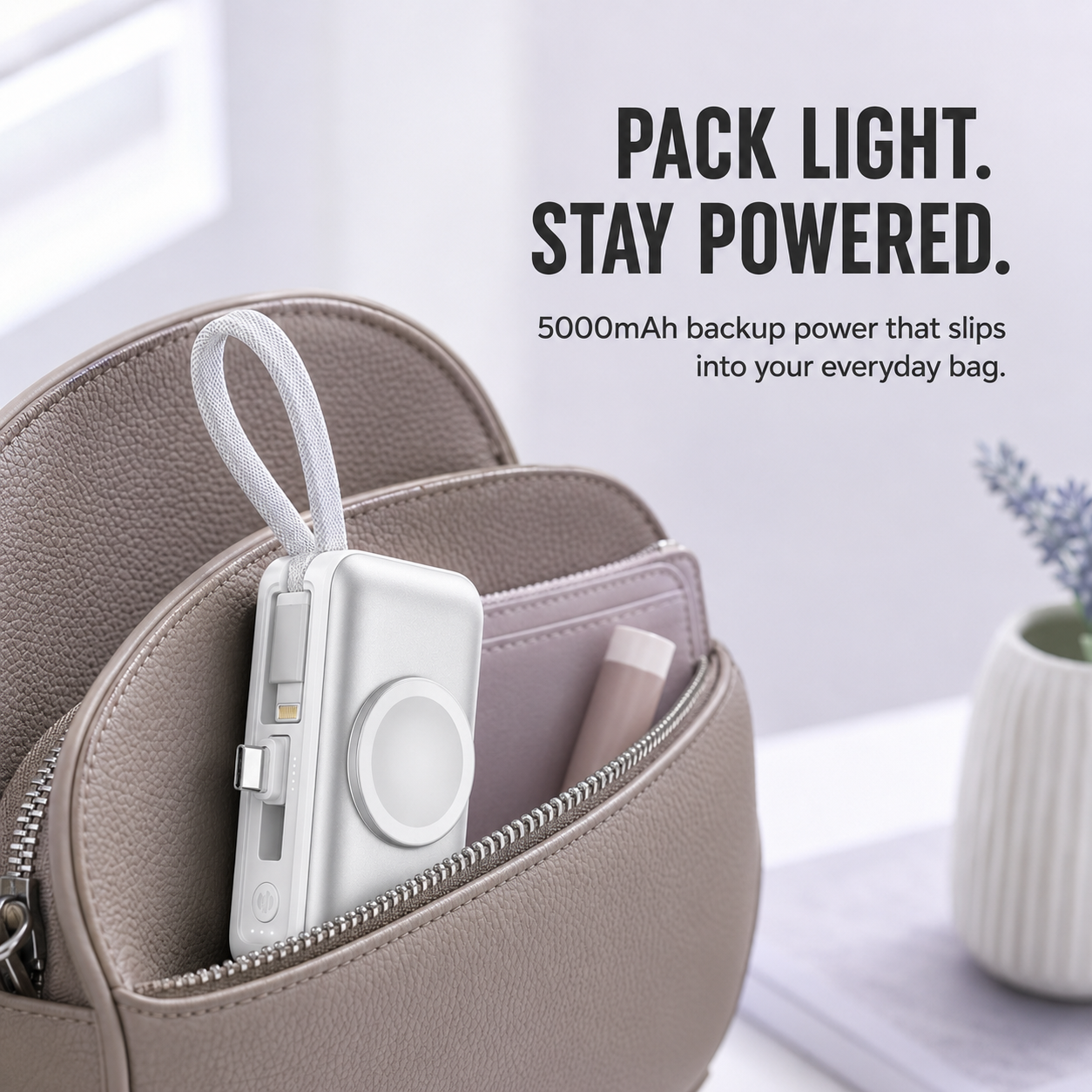🔥 New 2026🔋 3-in-1 Mini Power Bank – Phone Charger, Watch Charger & Foldable Stand