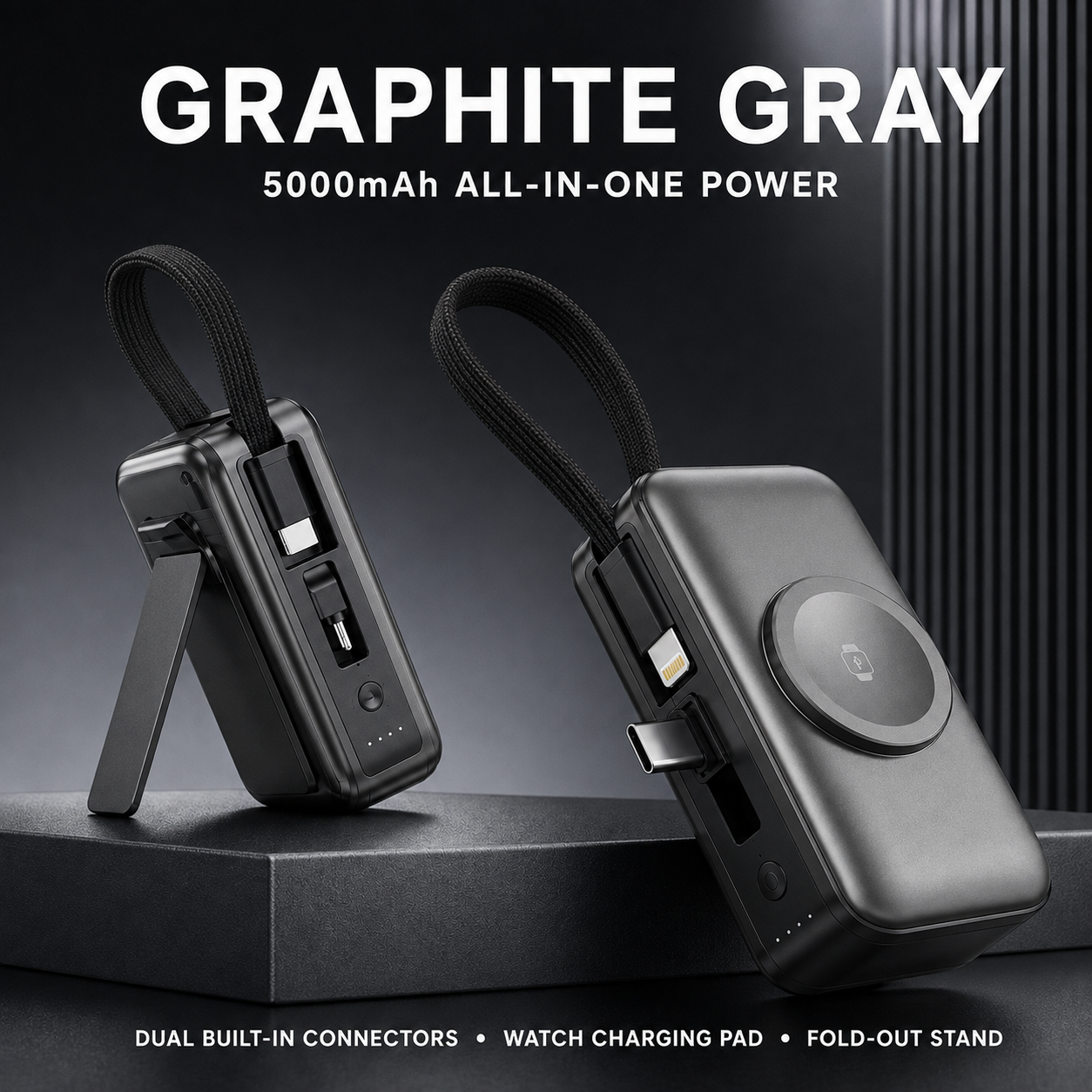 🔥 New 2026🔋 3-in-1 Mini Power Bank – Phone Charger, Watch Charger & Foldable Stand