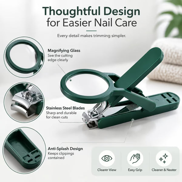 2 PCS Foldable Magnifying Nail Clippers for Seniors & Thick Nails