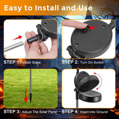 ✨️🎃2 packs 40 LEDs Solar Halloween Pumpkin Stake Lights, 2 Modes Outdoor Waterproof Halloween Decorations, Solar Halloween Lights Stakes for Garden Yard Pathway